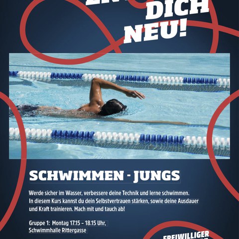 Schwimmen Jungs. Vergrösserte Ansicht