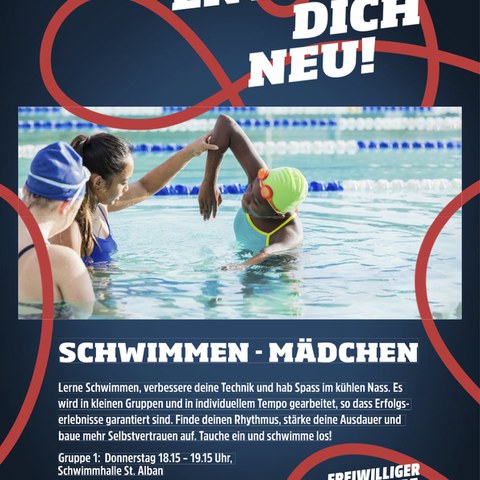 Schwimmen Mädchen. Vergrösserte Ansicht